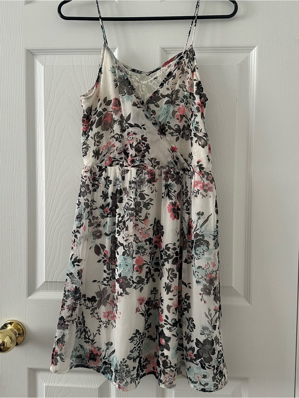 Vero Moda Ivory Floral Spaghetti-Strap Dress